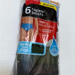 Hanes Men's Tagless Briefs - Blue Green black grey burgundy 6 Pack medium new